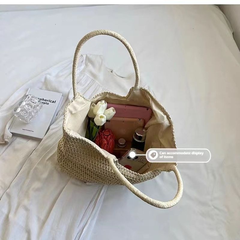 Sommer neue modische One-Shoulder-Gras gewebte Tasche, lässige Damentasche, Strandtasche, Damen vielseitige Damentasche_voghion.com