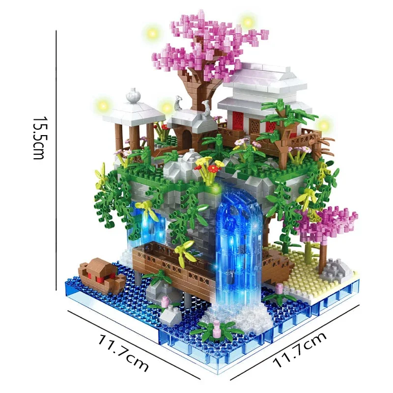 Ancient Peach Blossom Pond Castle Building Blocks Model Toy_voghion.com