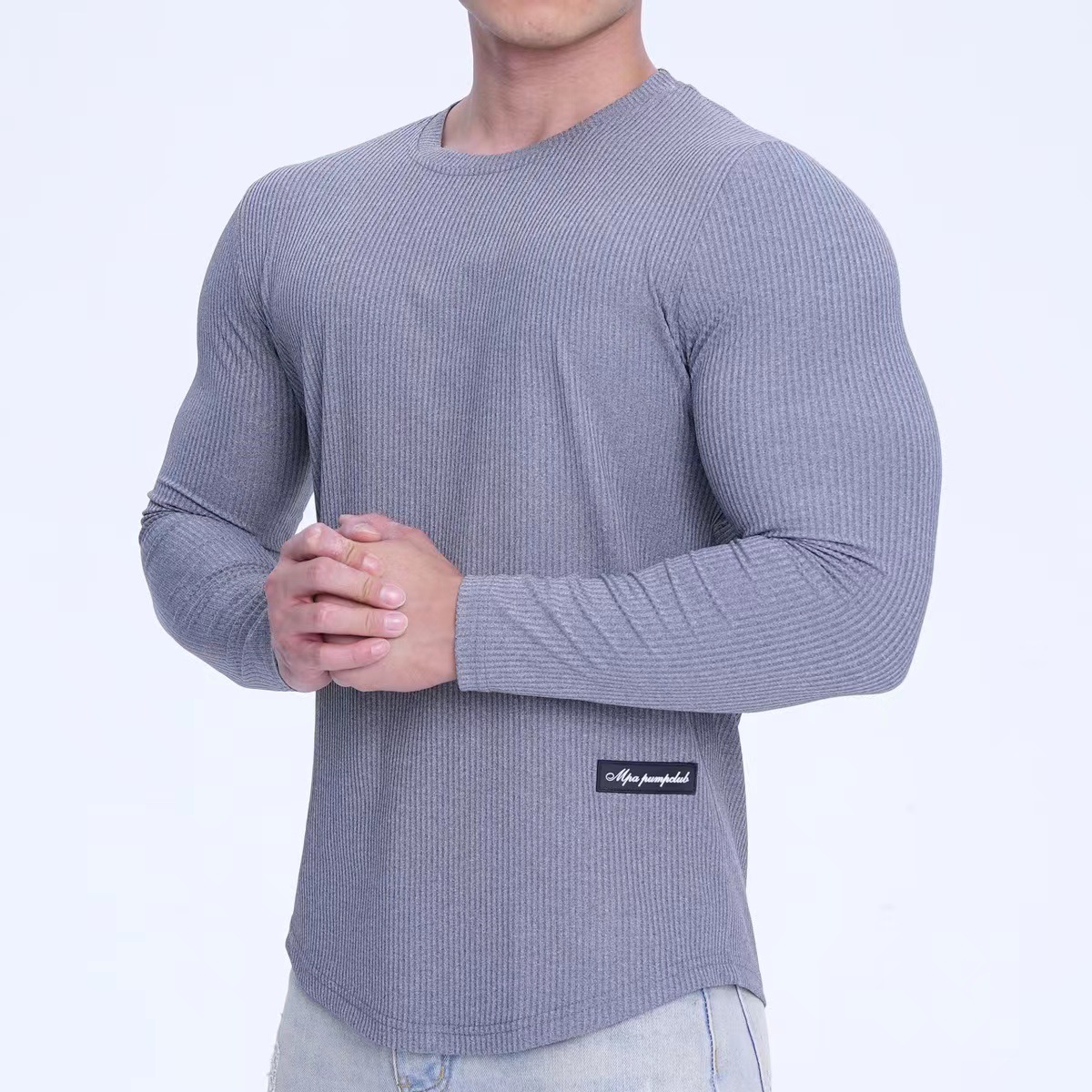 Men's Clothing  long-sleeved training tight T-shirt versatile muscle sports fitness clothing tops elastic close-fitting bottoming shirt for men_voghion.com