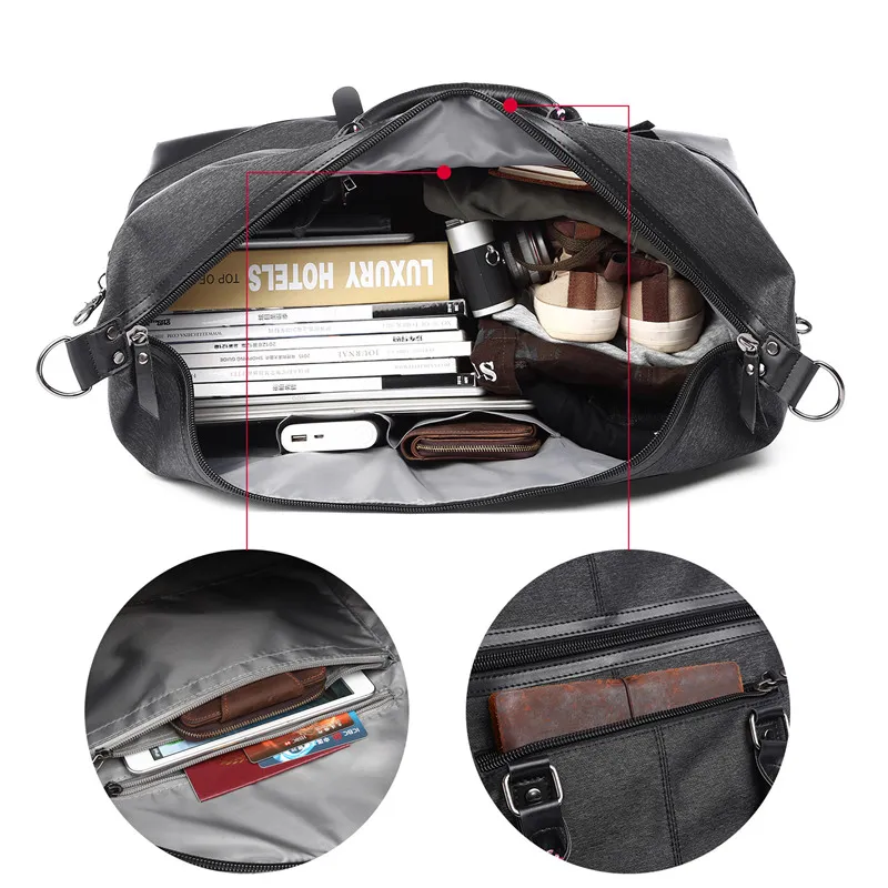 Sacs de voyage en toile pour hommes, sac de voyage grande capacité, fourre-tout de voyage multifonctionnel_voghion.com