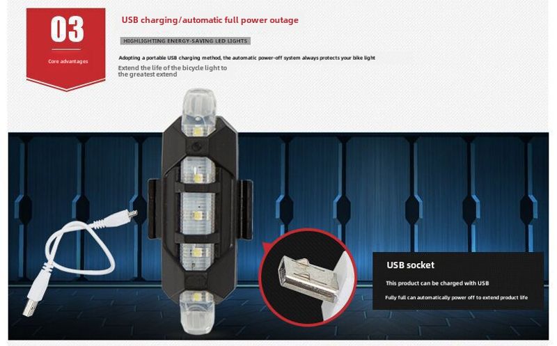 Kerékpár hátsó lámpák USB töltés Elektromos éjszakai hegyi kerékpár kültéri lovas felszerelés Hátsó hátsó lámpa figyelmeztető lámpa_voghion.com