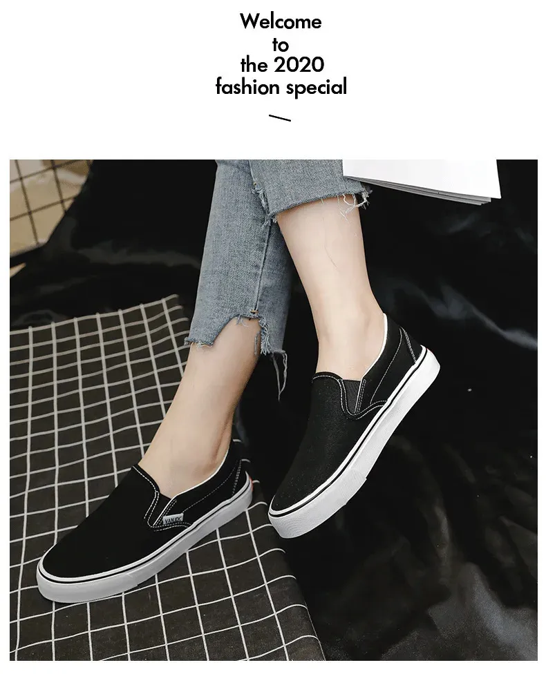 Weiße Canvas Damen Paar Slipper Flache Bequeme Casual Fashion Plateau Damen Vulkanisierte Schuhe atillas Mujer 240607_voghion.com