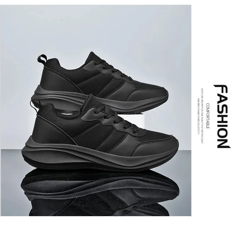Men's Running Shoes Lightweight Breathable Mesh Sneakers Black_voghion.com