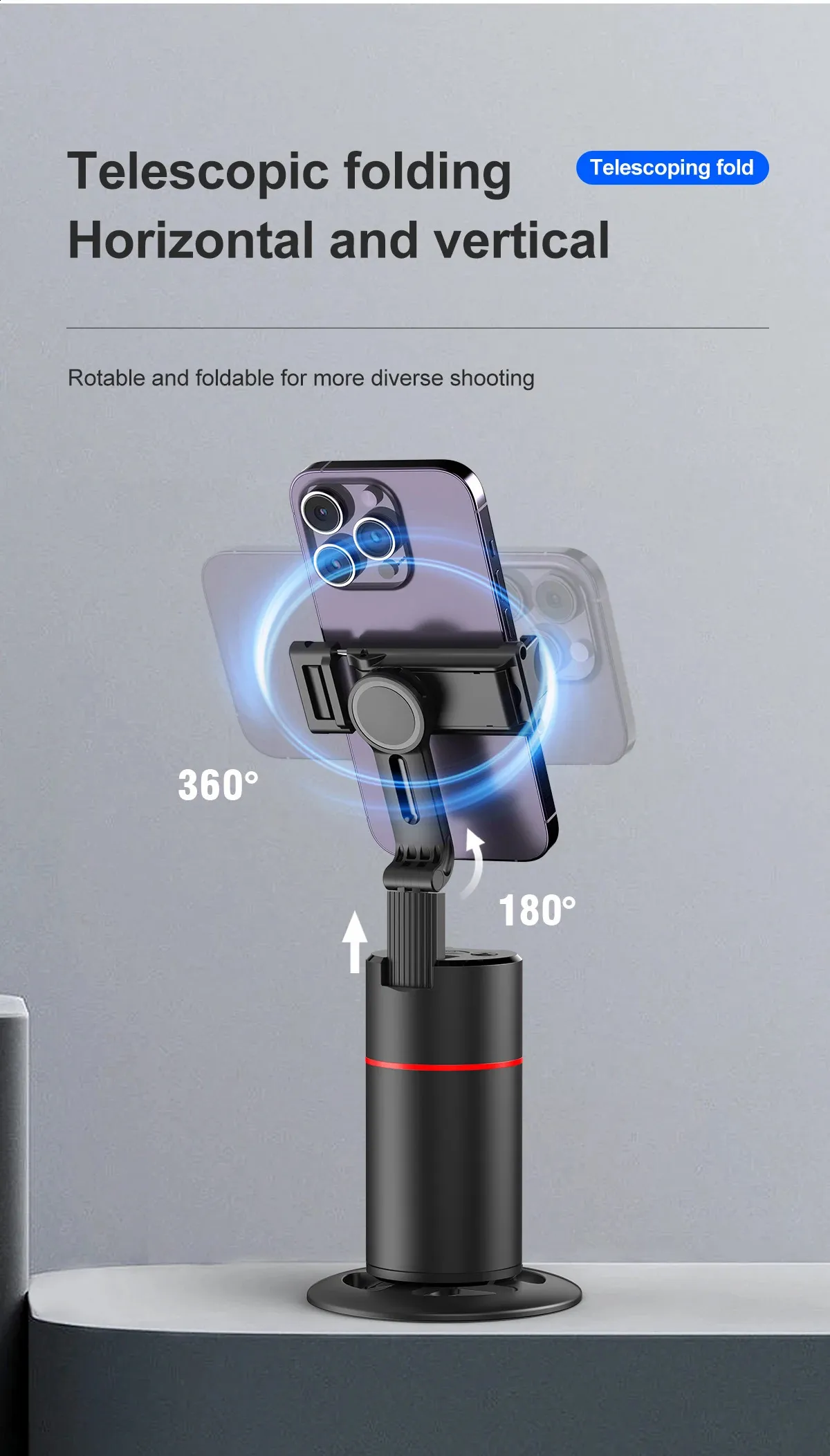 Selfieshow P02 Gimbal 360 Rotation AI Automatic Tracking Shooting Stabilizer Detachable Phone Clip Mini Selfie Stick_voghion.com