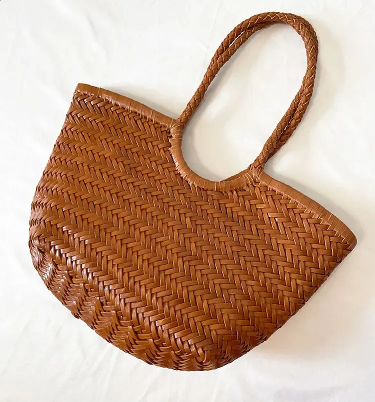 Echtes Leder Geflochtene Schultertasche Damen Sommer Tasche_voghion.com
