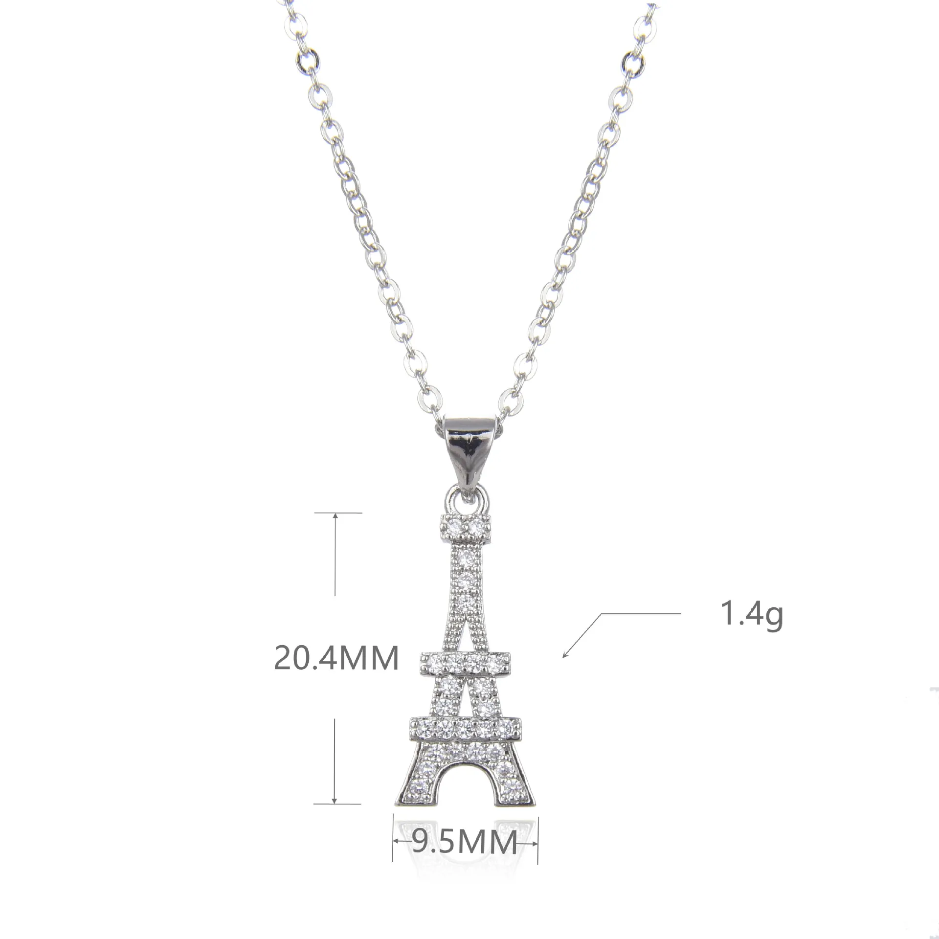 Colliers pendentifs couleur argent en forme de tour Eiffel, chaîne de clavicule, breloque, bijoux de fiançailles exquis pour femmes_voghion.com