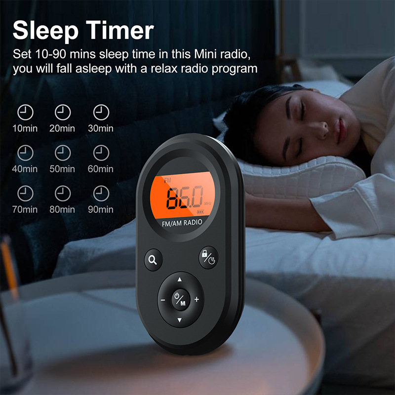 Miniradio FM/AM portátil de bolsillo, receptor de radio de 9K/10K con pantalla LCD, retroiluminación, diseño con cordón, 76-108 MHz, recargable_voghion.com