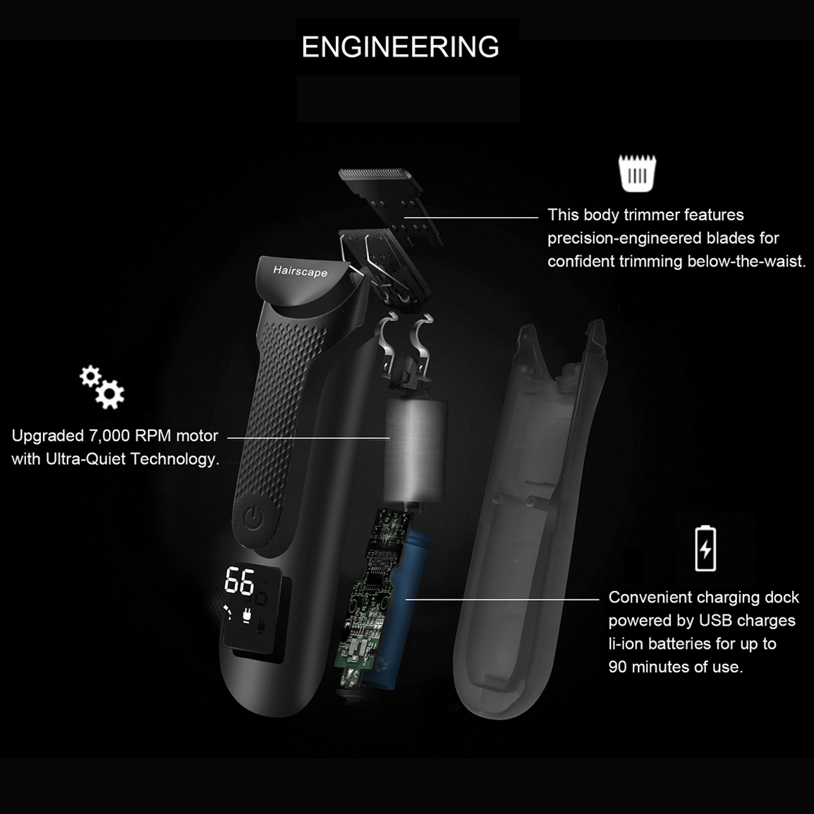 Elektrischer Schamhaarschneider für Männer, Body Groomer Clipper, Ball Shaver Bikini Epilierer, männlicher Hygienerasierer für empfindliche Teile_voghion.com