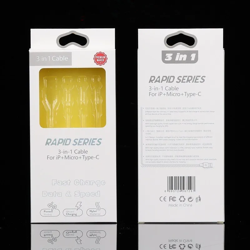 One Drag Three Charging Braided Fast Charge Line Android 3-in-1 Data Cable_voghion.com