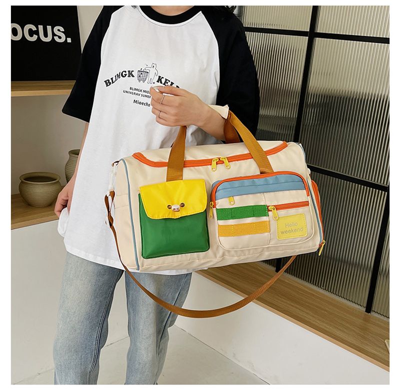 Lässige Sport-Fiesstasche in Kontrastfarbe Damen, große Reise-Umhängetasche mit großem Fassungsvermögen, Reisetasche_voghion.com