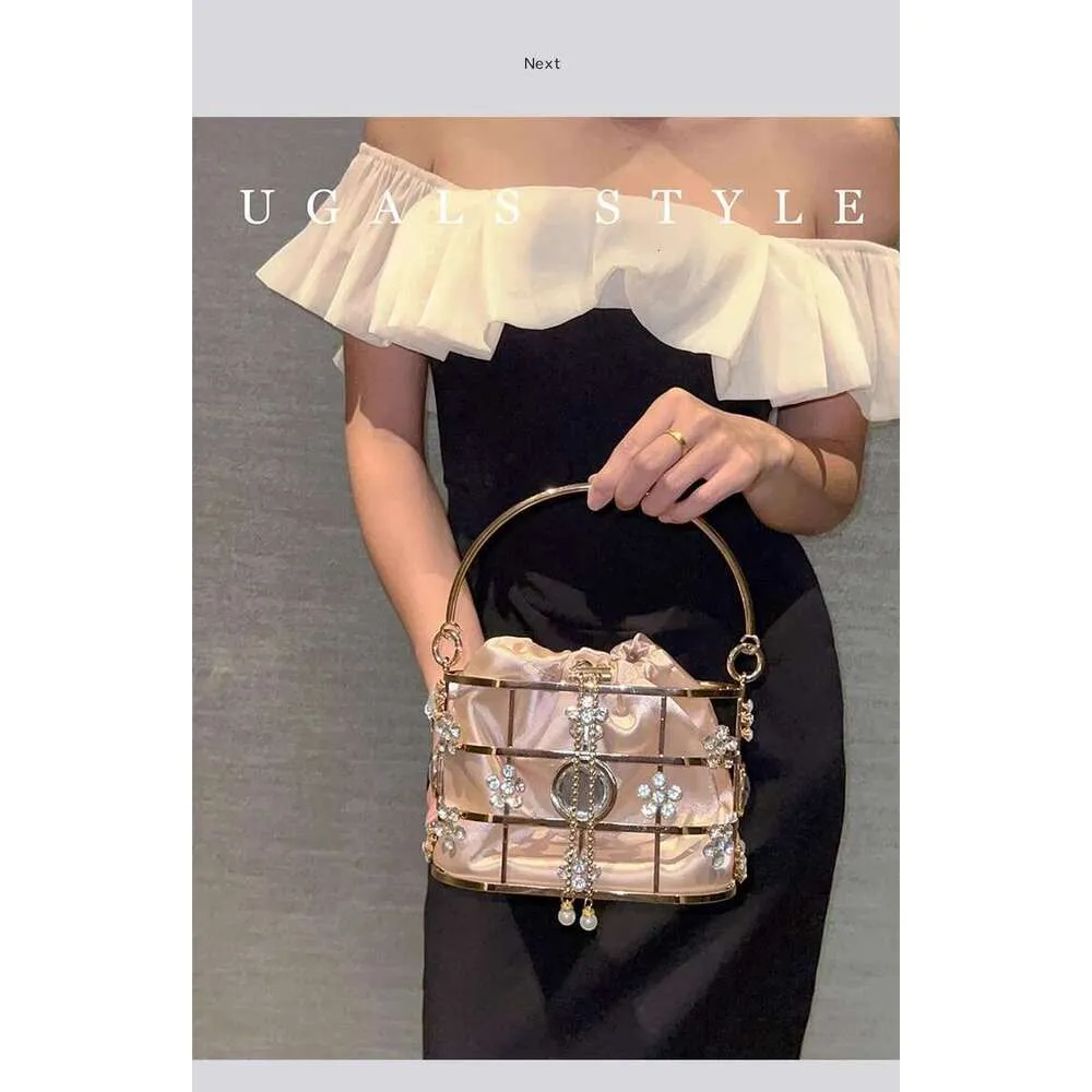 Modische Damen-Handtasche mit ausgehöhltem Metallkäfig, glitzernd, glänzend, für Abendveranstaltungen, Hochzeiten, Partys, Clutch, Umhängetasche_voghion.com