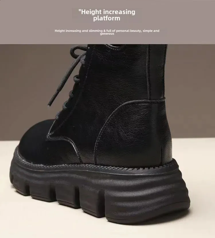 Bottes Martin pour femmes, semelle épaisse, automne/hiver, petites, amincissantes, tendance, en caoutchouc, montantes, 240719_voghion.com