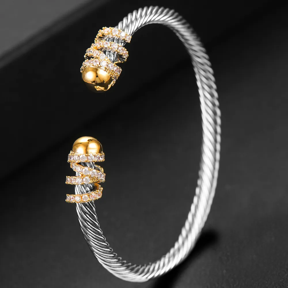 DAVID Designer Jewelry Mans DY Bangle GODKI Trendy Empilhável Cuff Para Mulheres Pulseira Completa Cubic Zircon Cristal_voghion.com