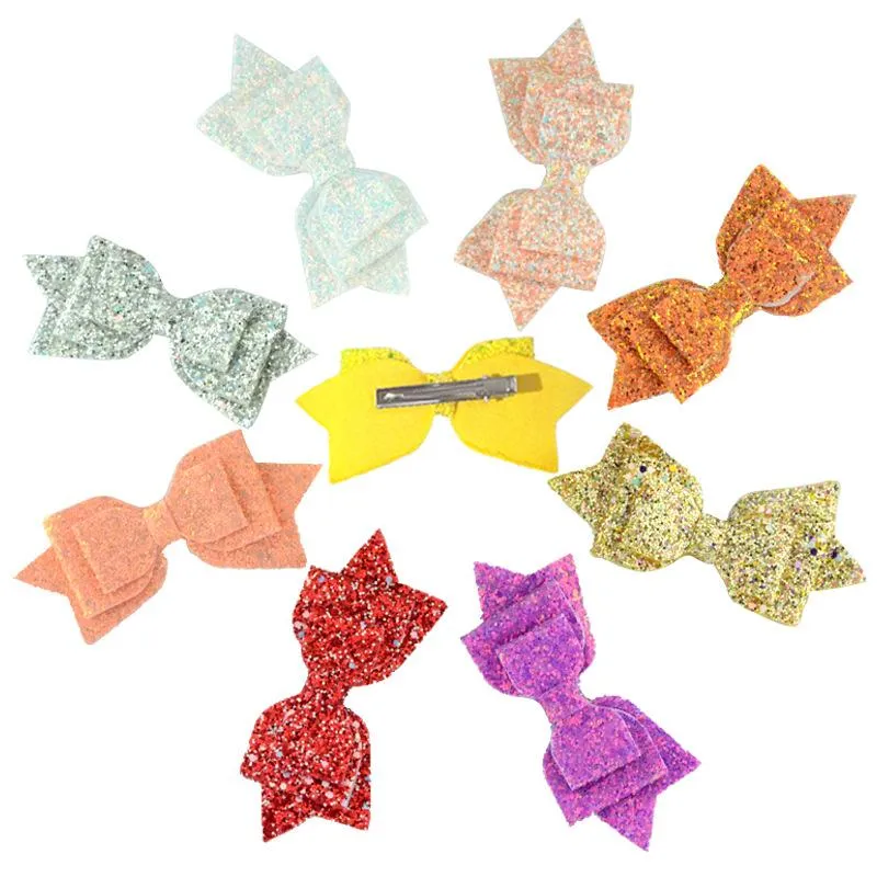 15 teil/los Nette Pailletten Mini Bogen Regenbogen Glitter Kleines Mädchen Haar Clip Handgemachte Glanz_voghion.com