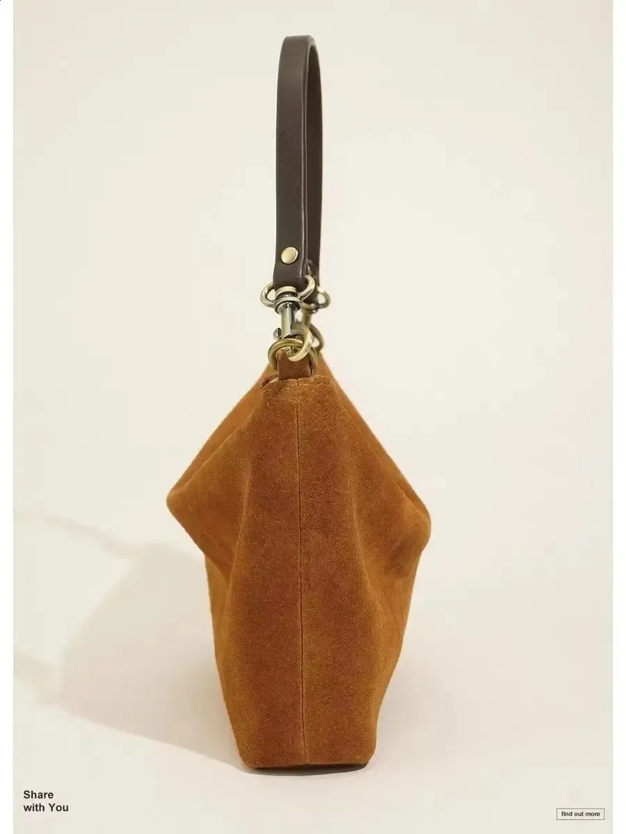 Borsa a tracolla retrò da donna in pelle scamosciata, piccola, leggera, hobo, tendenza invernale 240912_voghion.com