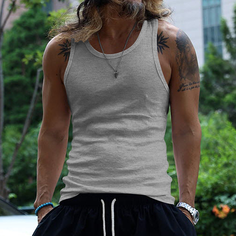 24 New American Herren Tank Top Slim Fit Freizeit Sport Herren Frühjahr/Sommer Unterteil Thread Tank Top_voghion.com