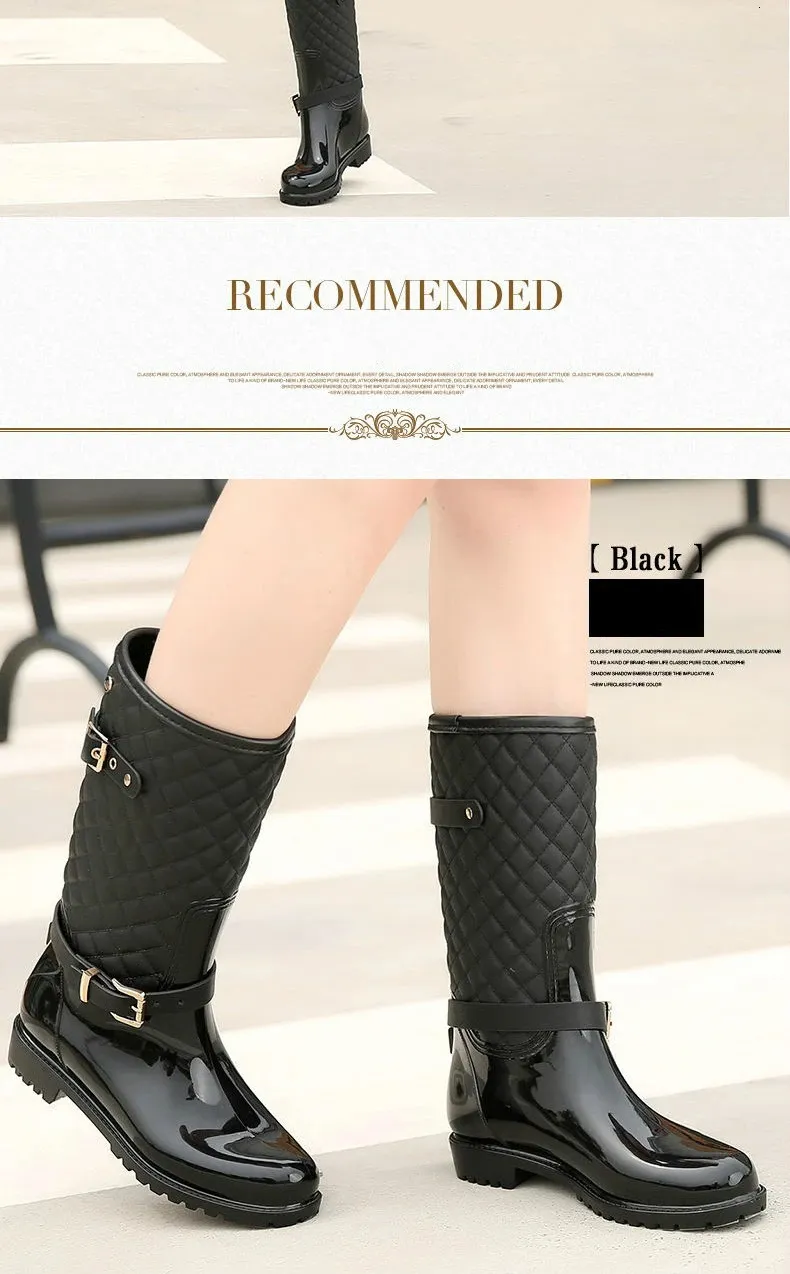 Fashion High Quality Water Shoes Warm Plaidlady Womens Rain Boots 241126_voghion.com