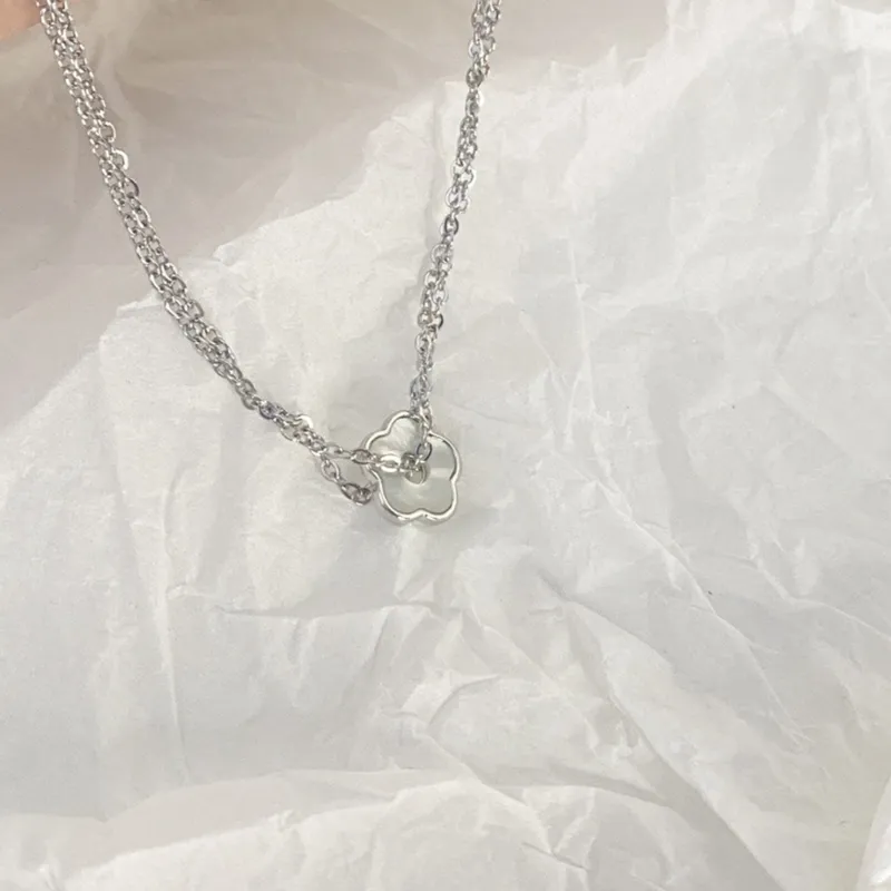 Collane con ciondolo, doppio strato, fiore, collane per ragazza_voghion.com