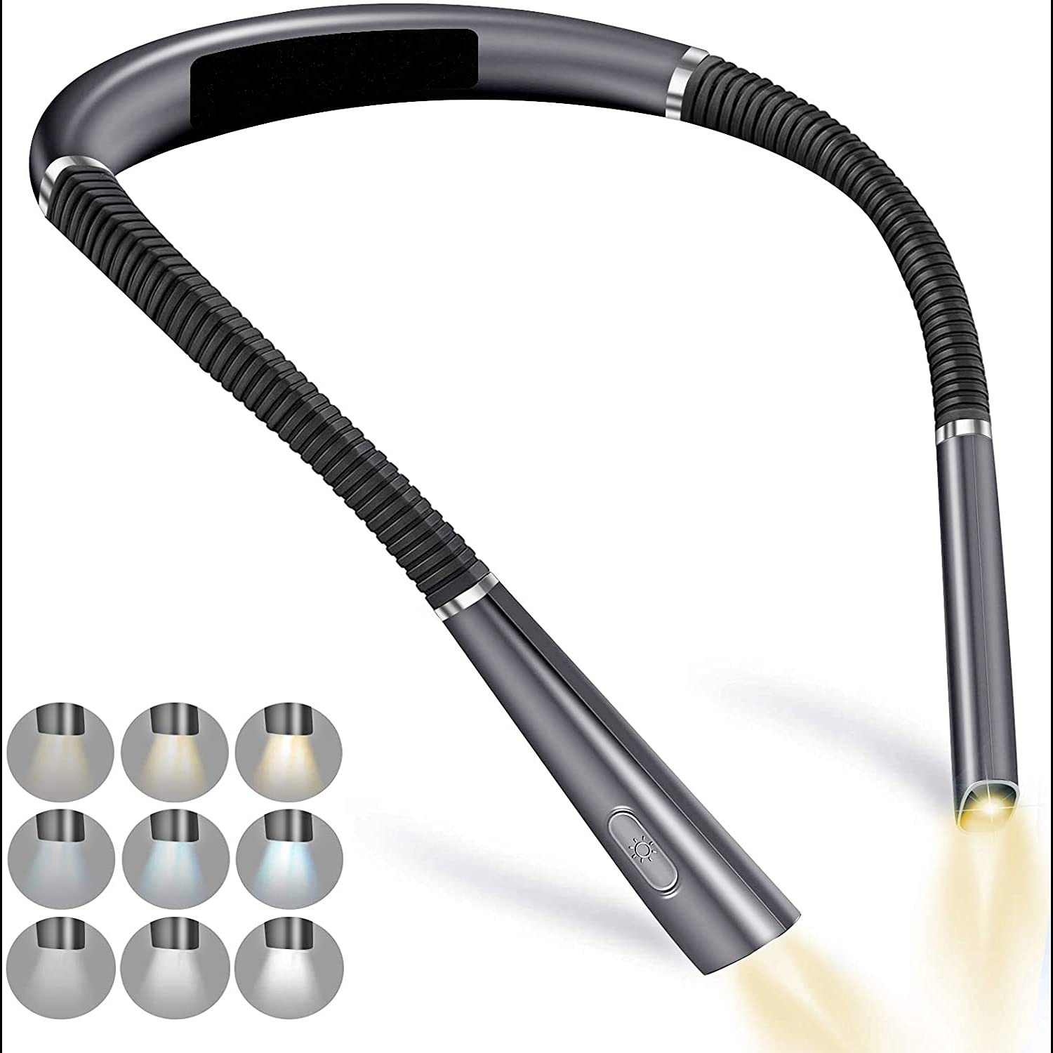 lettura notturna illuminazione a LED luce del libro ricarica USB lampada da lettura sospesa a tre colori pieghevole a doppia testa