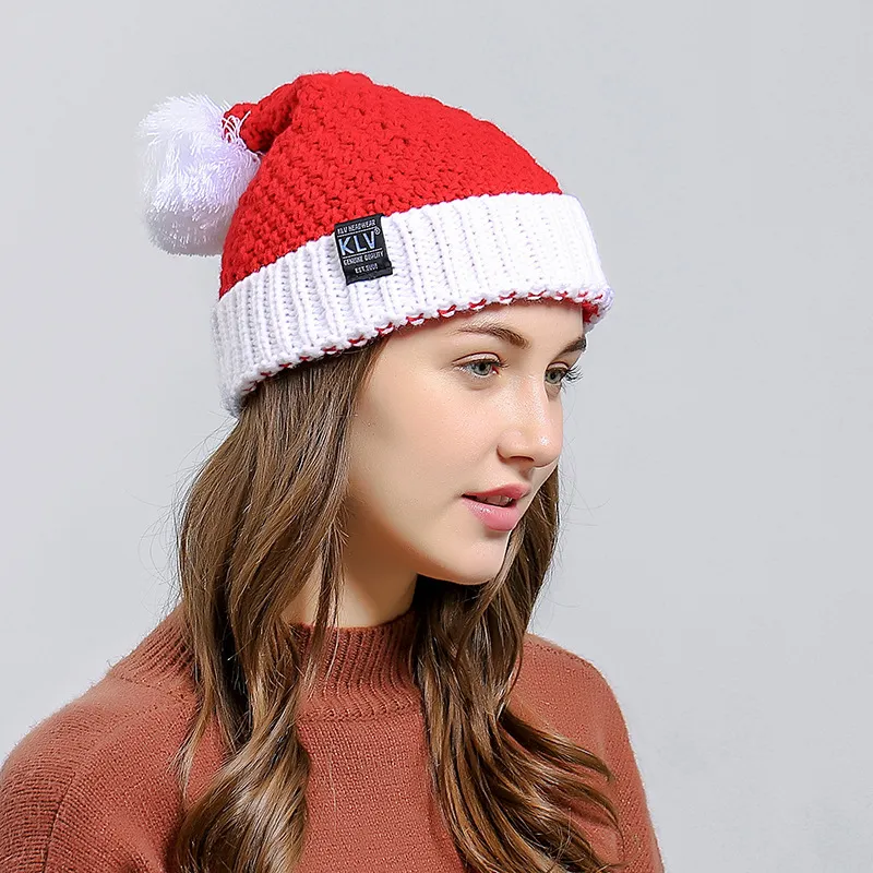 Scarves Sets Ball Christmas Winter Bucket Hats Knit Hat Thicken Warm Casual Outdoor Caps Beanie Red Color_voghion.com