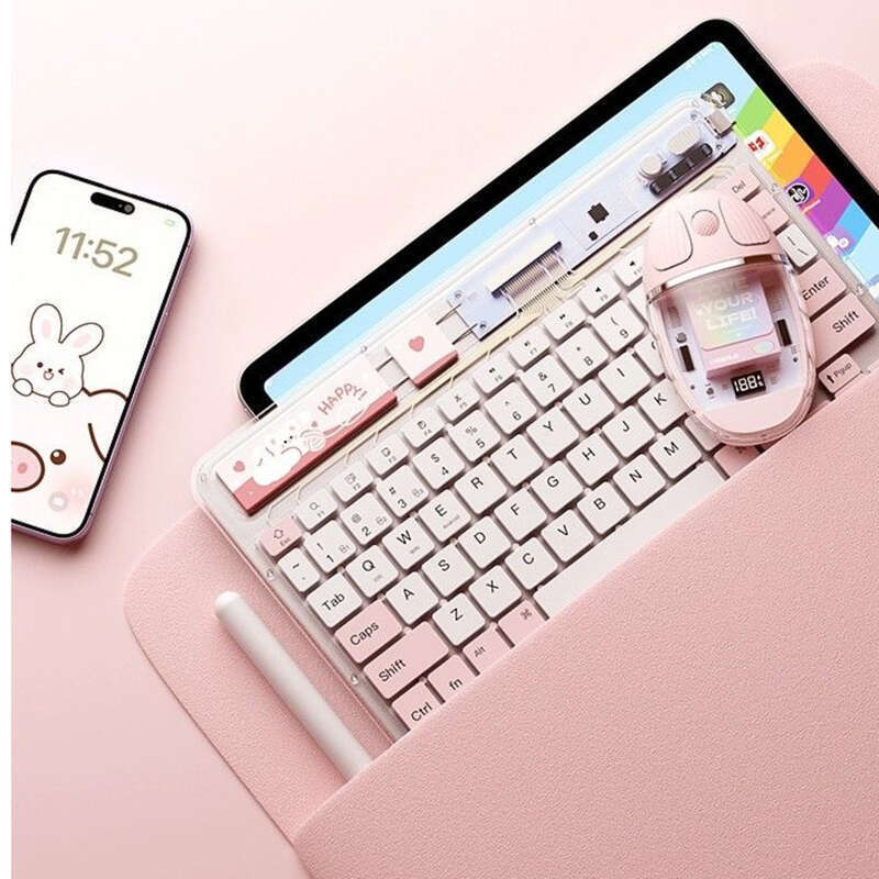 Transparent Wireless Bluetooth IPad Keyboard, Silent, Lightweight, Rechargeable, Suitable For Mobile Phones, Laptops,_voghion.com