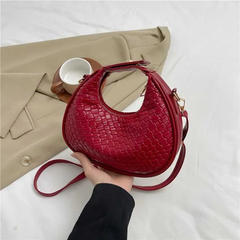 Borsa a tracolla da donna di alta qualità, nuova moda, design di nicchia, stile semplice, borsa a tracolla intrecciata da donna Ba241106_voghion.com