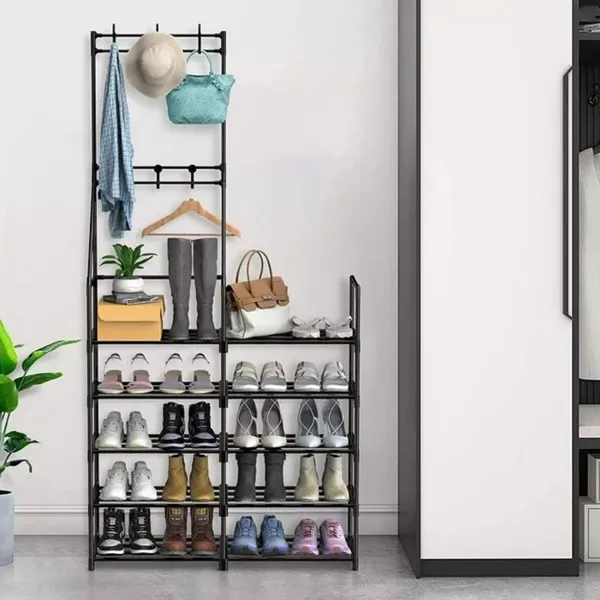 5-Tier Shoe Rack Shoe Storage Organizer, Freestanding Coat And Shoe Rack, 25-30 Pairs Shoe Shelf For Entryway Closet_voghion.com