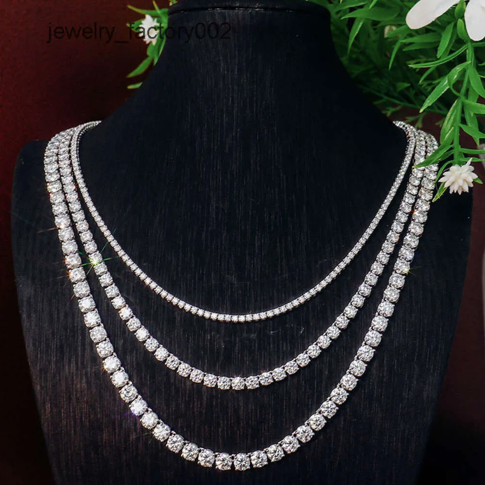 Moissanite Sterling Silver Tennis Necklace For Women And Men_voghion.com