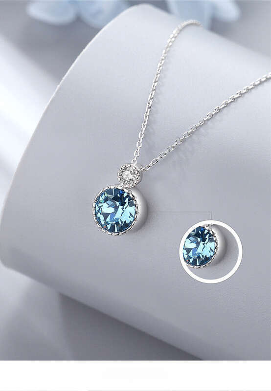 Collier classique en forme de cœur océanique pour femme, bijou S, pendentif en cristal argenté, chaîne de cou légère et luxueuse de qualité supérieure_voghion.com