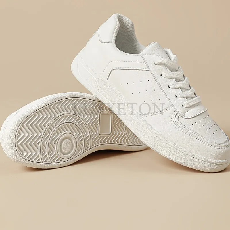 Genuine Leather Flat Bottomed Shallow Board Low Cut Solid Color Versatile Mesh Comfortable And Breathable Sports Shoes_voghion.com