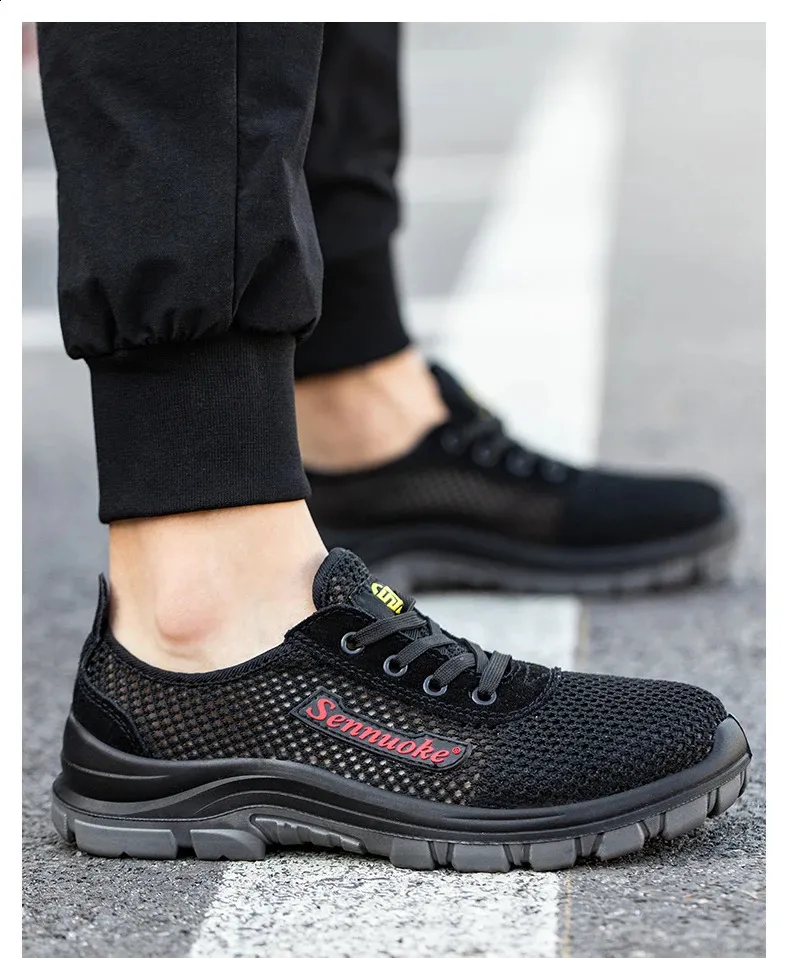 Chaussures pour hommes avec embouts en acier légers, adaptées aux travailleurs, sans besoin de transport, sécurité industrielle, tennis_voghion.com