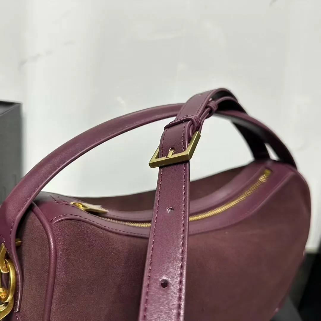 Designer Suede Handbags: Supple Calfskin Leather Camera Bag With Long Strap And Gold Hardware, Perfect Daily Purse_voghion.com