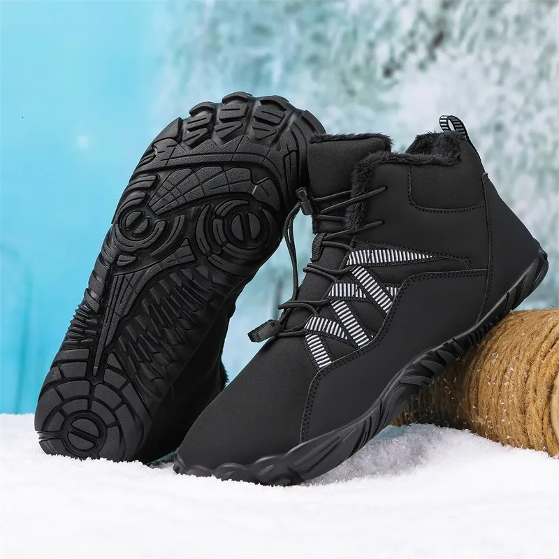Outdoor-Schneestiefel für Herren im Winter, rutschfest, wasserdicht, Veet und warme Baumwollschuhe für Damen, Barfuß mit dicker Sohle_voghion.com