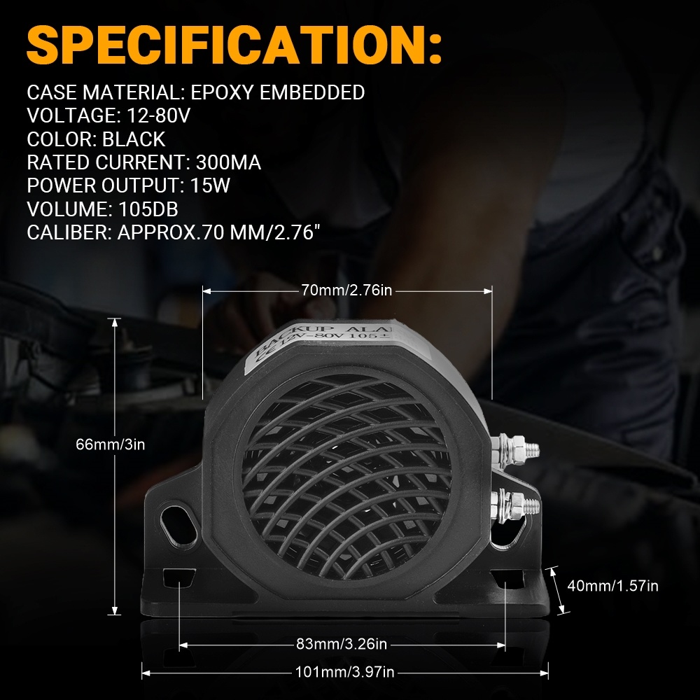 105dB Decibel Sirena di Backup Cicalino Cicalino Suono Allarme di Avvertimento 12V 24V-80V Auto Camion Veicolo Clacson per Promemoria di Retromarcia del Veicolo_voghion.com