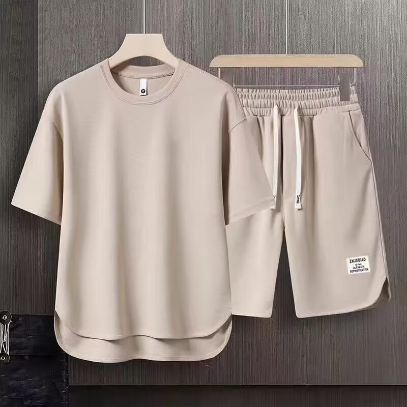 Men's Casual Sports Suit Trendy Brand Loose Simple Short-Sleeved Shorts Men's Wear With a Set Of Handsome Clothes_voghion.com