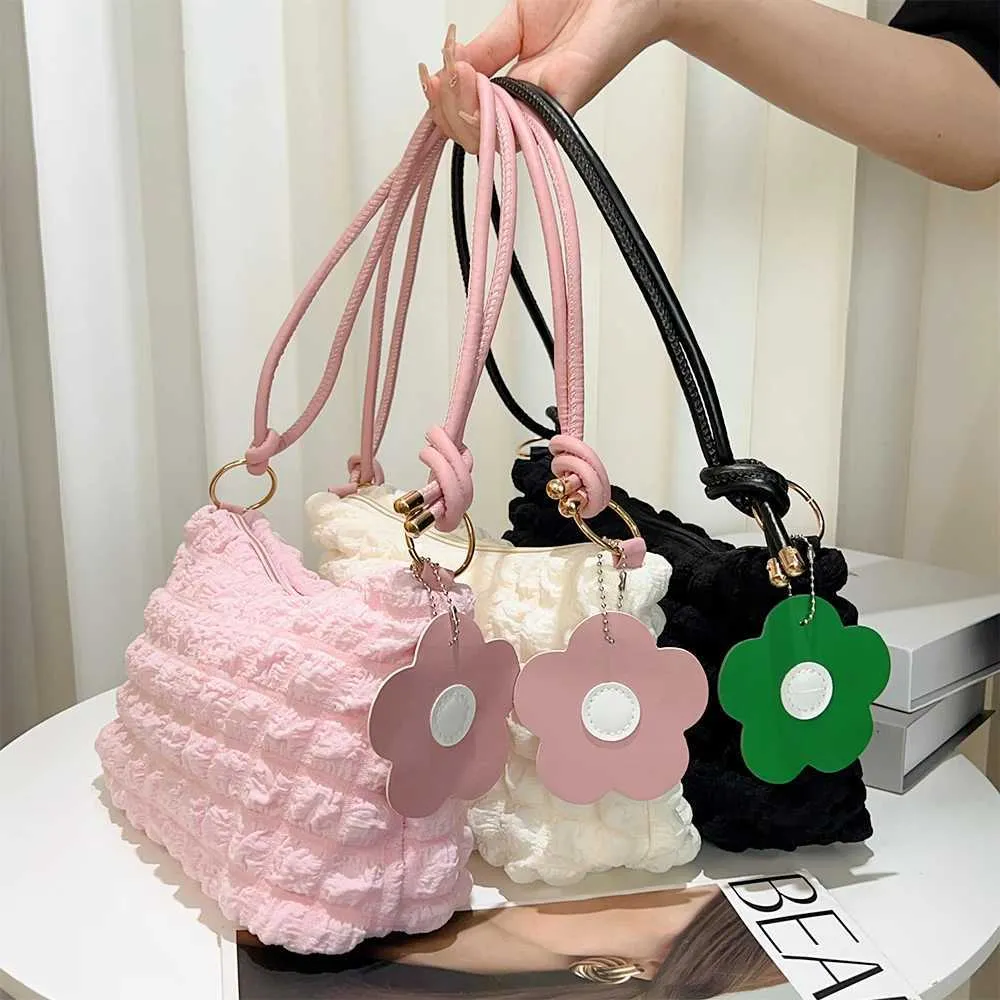 Sac à main coréen à bulles souples pour femmes, sac à bandoulière décontracté avec motif nuage pliable, portefeuille mignon Y241123_voghion.com