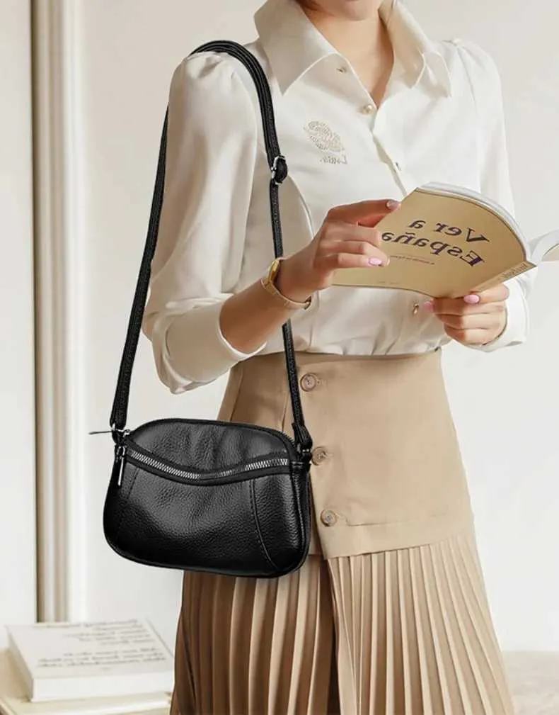 New Patchwork Single Shoulder Crossbody Head Layer Cowhide Small Bag Advanced Fashion SimpleC241216_voghion.com