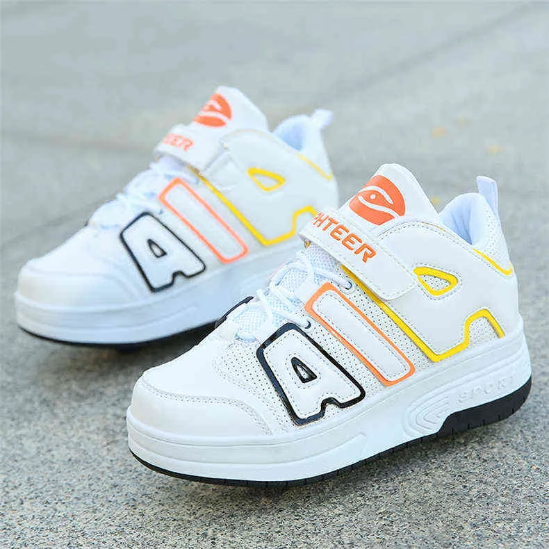 Chaussures de sport à roulettes avec deux roues pour enfants garçons filles mode tennis enfants garçon fille patinage roue sneaker_voghion.com