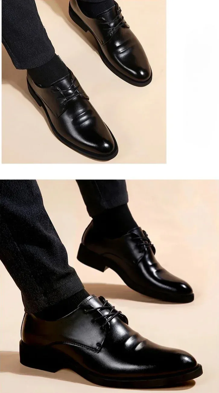 Chaussures habillées à bout pointu pour hommes, chaussures sociales noires pour hommes, chaussures de haute qualité, mode, style élégant et classique, costume tendance_voghion.com
