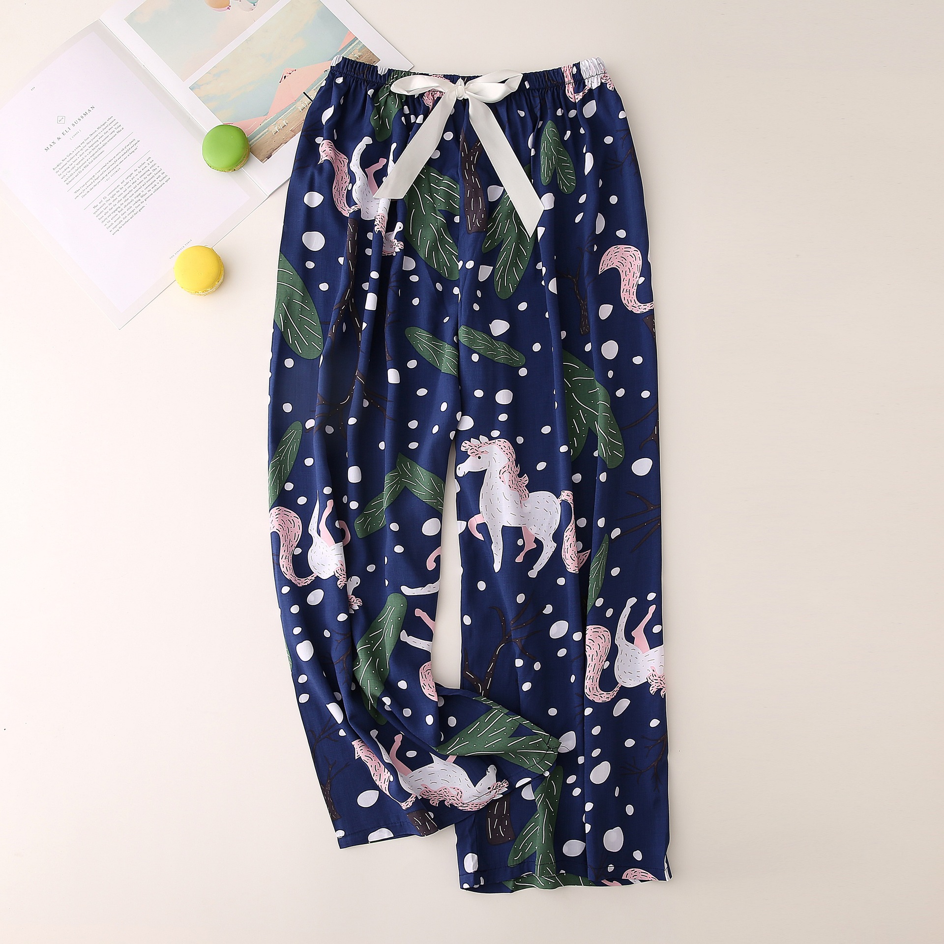 Nachtwäsche für Damen Seidenpyjamahosen für Damen, dünn, große Hosen mit weitem Bein, können draußen getragen werden, Damen-Einzelhosen_voghion.com