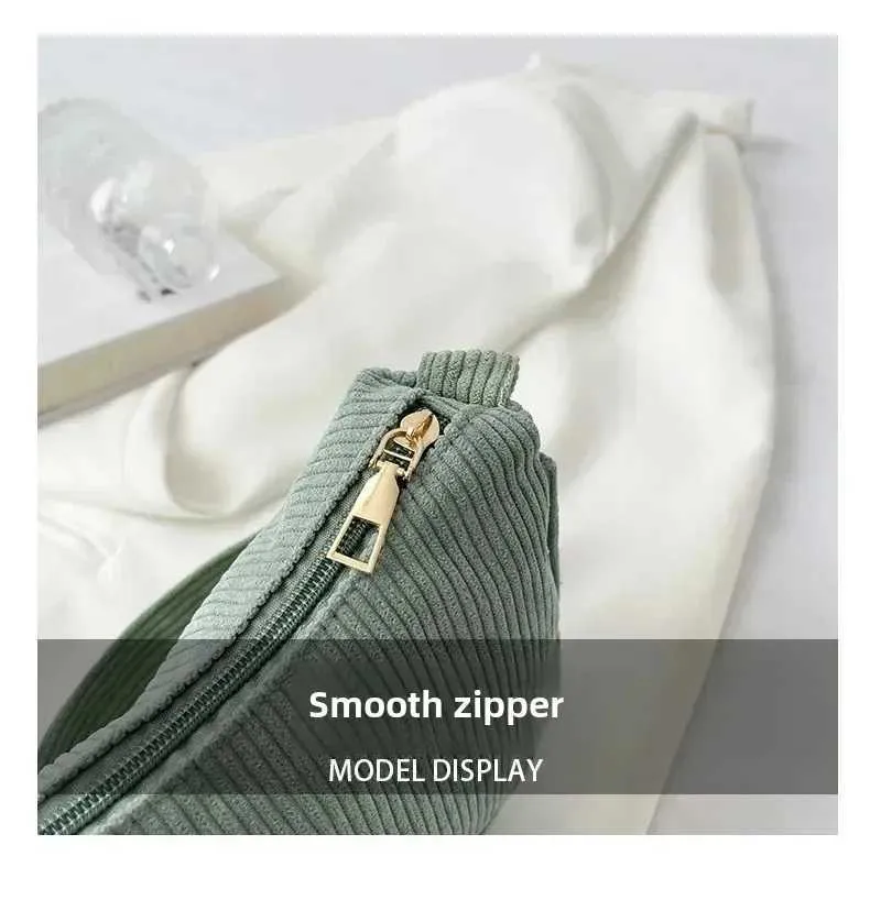 1 Stück Fi Retro Cord Unterarm lässige Umhängetasche einfarbig Reißverschluss Damen Handtasche Cluh Y241025_voghion.com