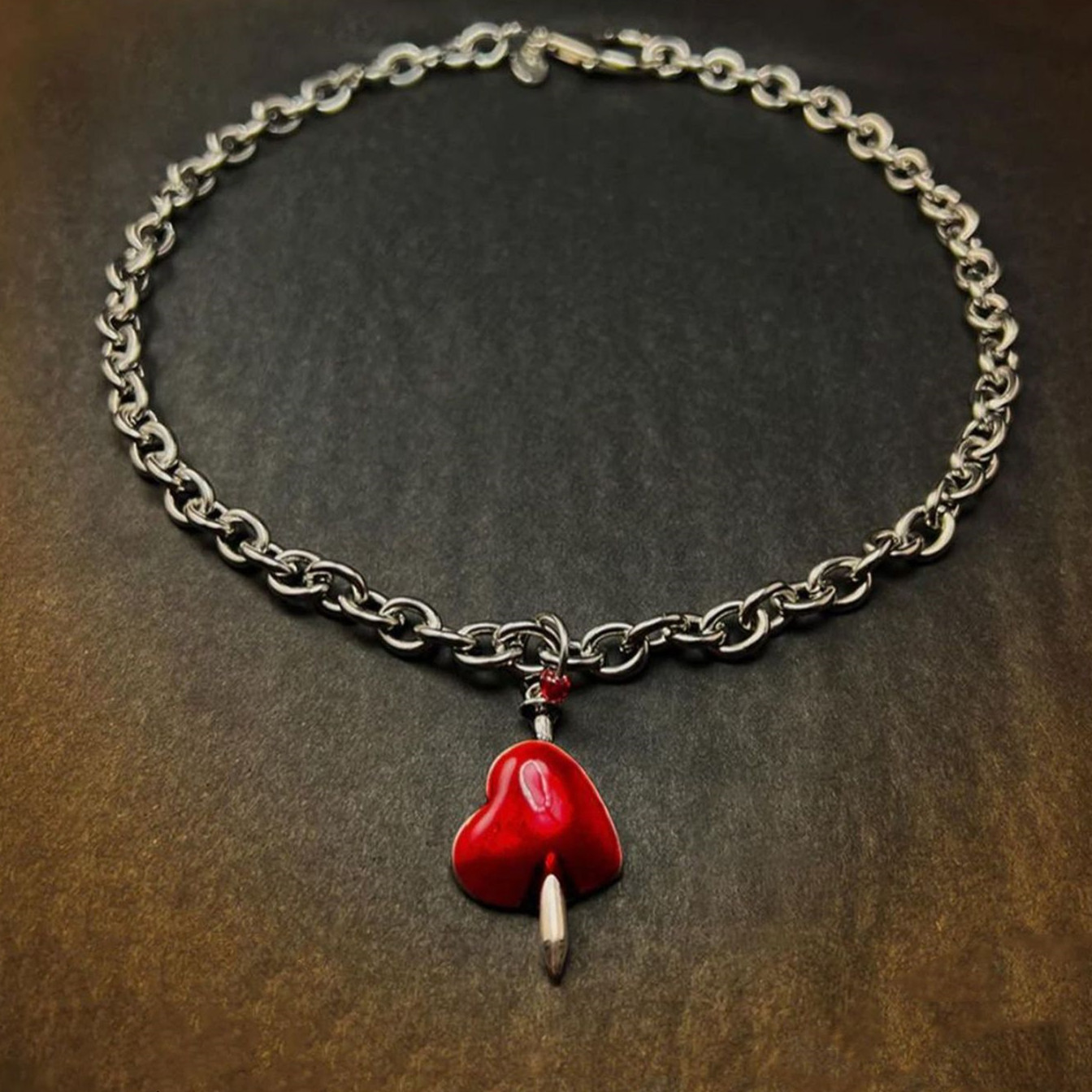 Gothic Heart Flower Cross Pendant Necklace For Women And Men_voghion.com