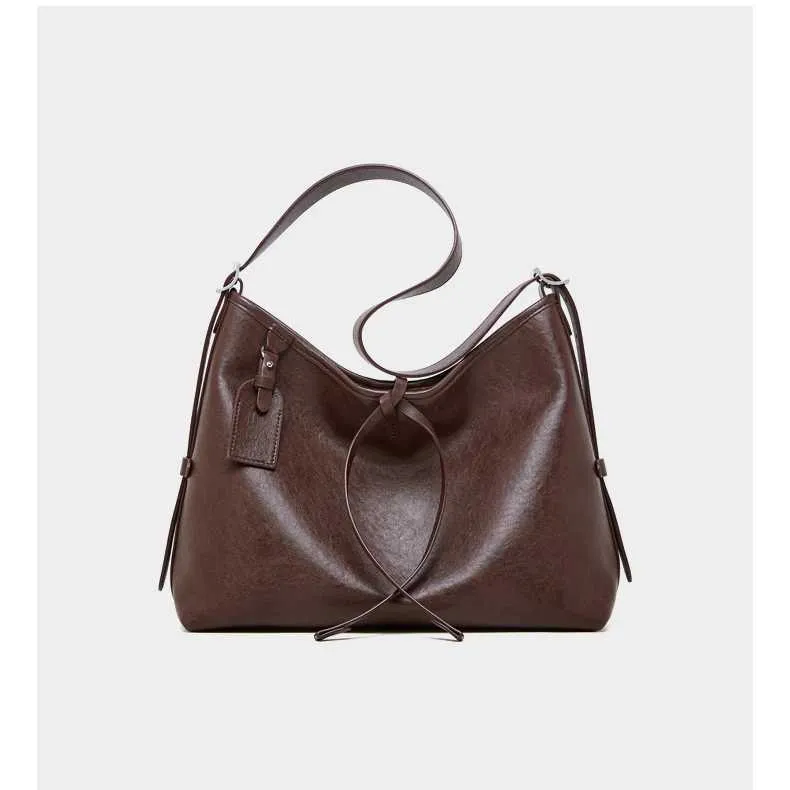 Toptrends Vintage Echtes Leder Große Unterarm Schulter Taschen Für Frauen 2024 Designer Einfache Weibliche Tote Hobo Damen_voghion.com