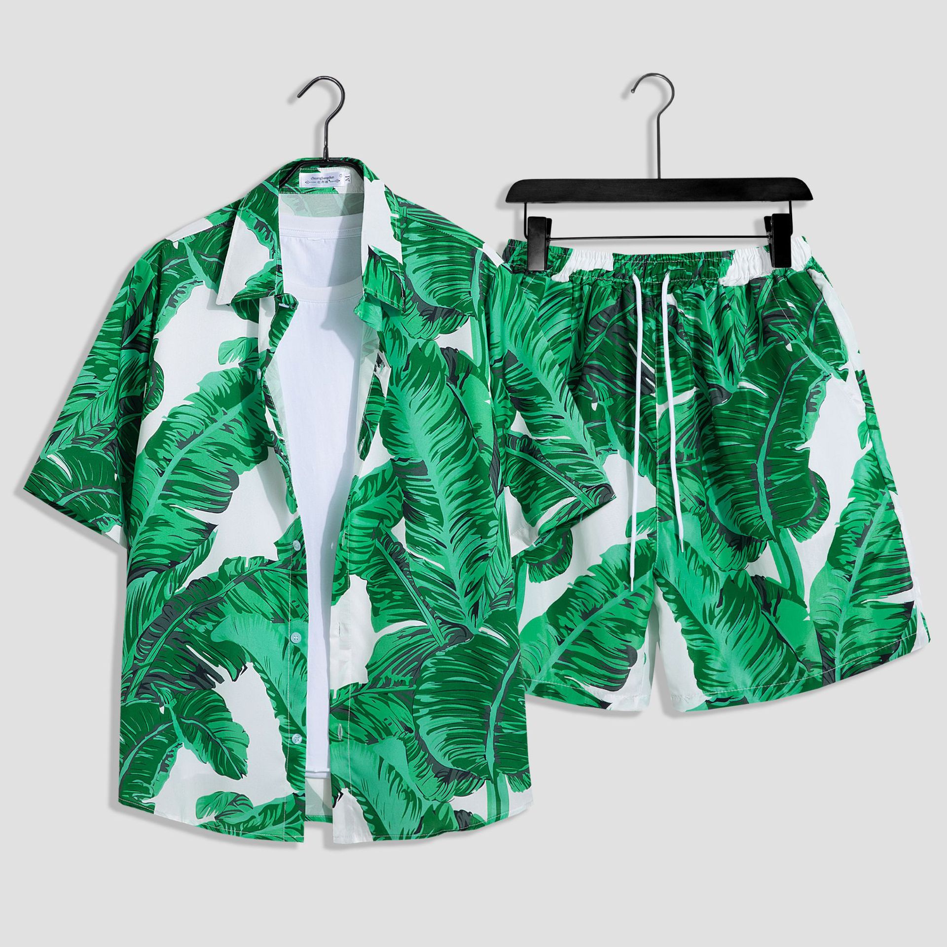 Vêtements pour hommes bord de mer plage vacances costume hommes ample grande taille couple tendance à manches courtes chemise florale décontracté deux pièces ensemble