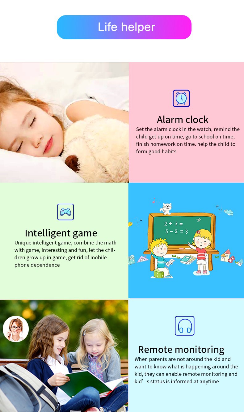 Smartwatch til børn med LBS-placering, SOS-nødknap, kamera og SIM-kort, med pædagogiske spil og forældrekontrol via app._voghion.com
