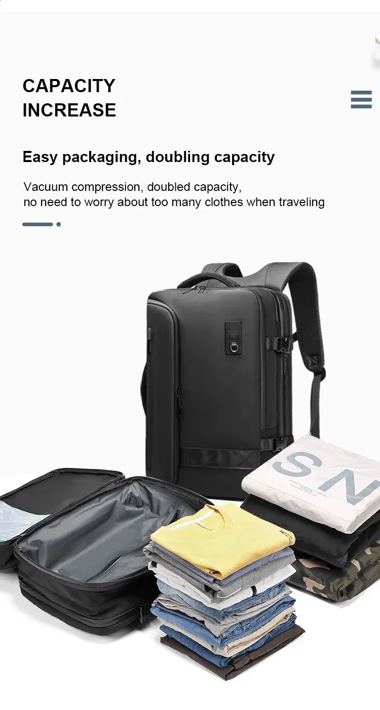 Airback Travel Men 16 inch Laptop Backpacks Vacuum Compression Expandable Business Back Pack School Backpack 240730_voghion.com