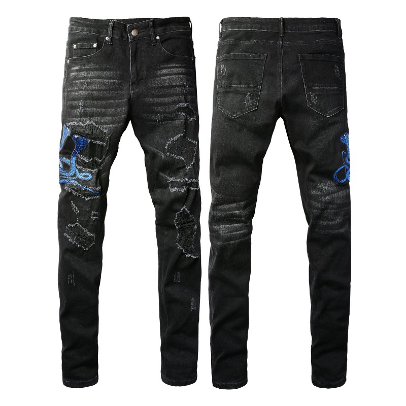 Vêtements pour hommes Nouveaux jeans déchirés brodés hip hop grande taille pantalons extensibles pour hommes