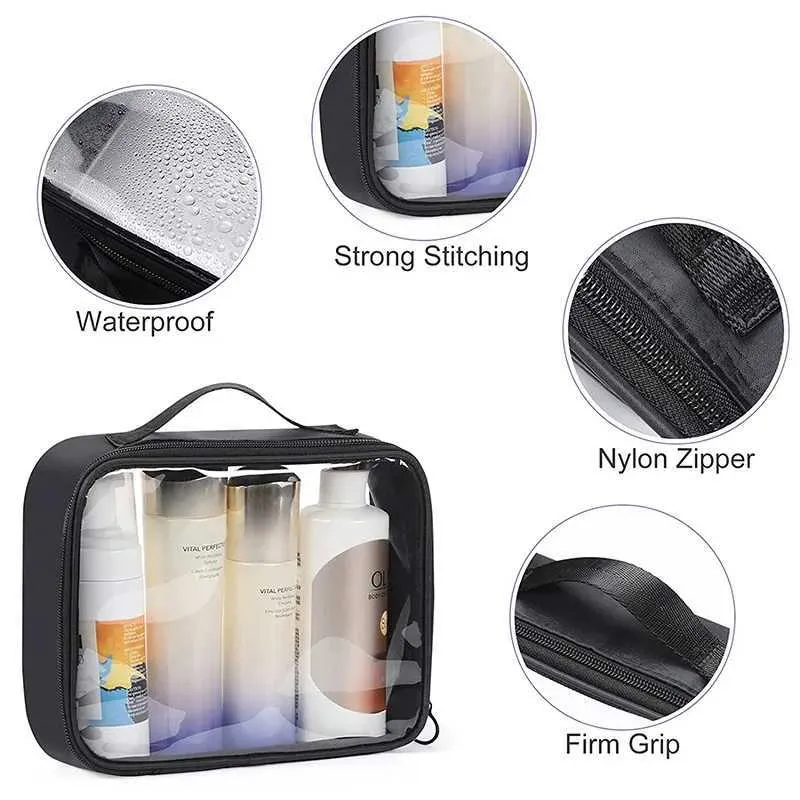 Organizzatore per cosmetici da viaggio portatile, trasparente, impermeabile, grande capacità, borsa da donna per il trucco._voghion.com