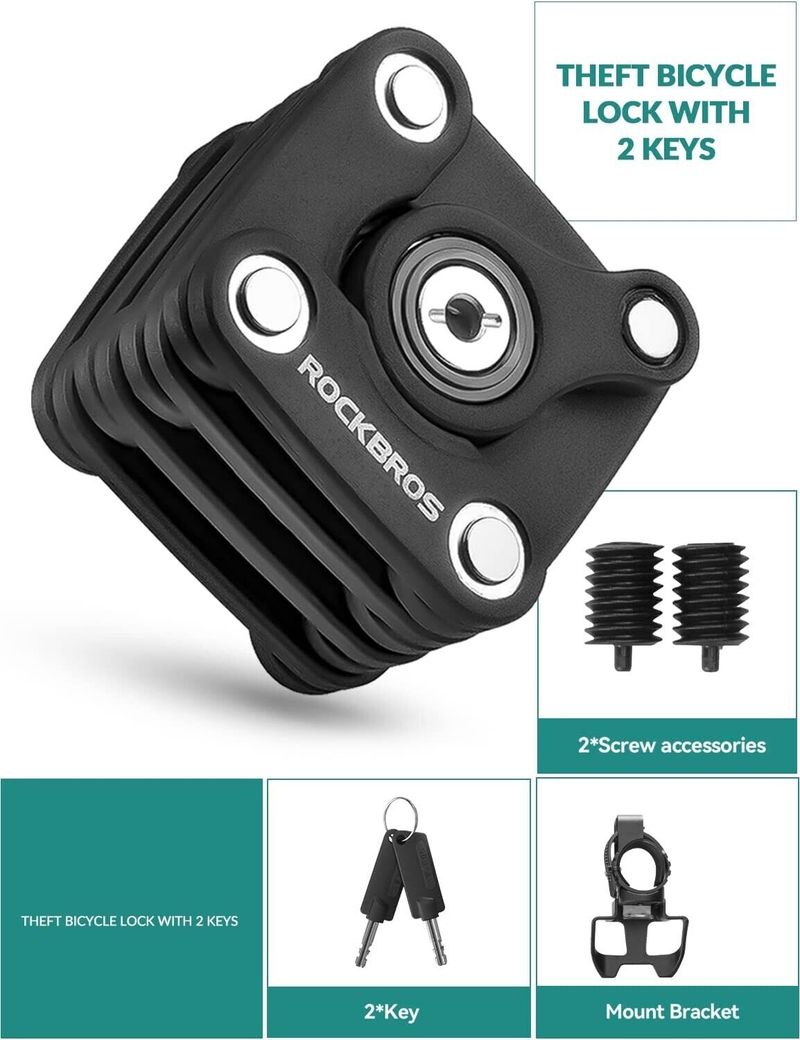 ROCKBROS Bicycle Chain Folding Lock + Holder DHL_voghion.com