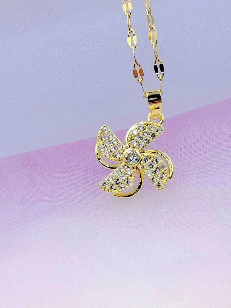 Rotatable Windmill Pendant Necklace For Women Elegant Fashion Style_voghion.com